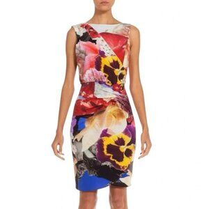 Roberto Cavalli Araki Printed Floral Dress Gathered Mini Multicolor 44  US 10